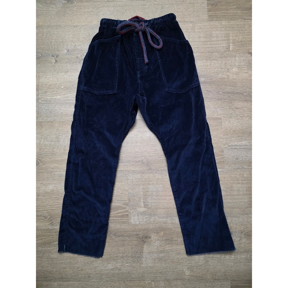 Dr Collectors Corduroy Drawstring Pants Men's Size Medium Blue & Black
